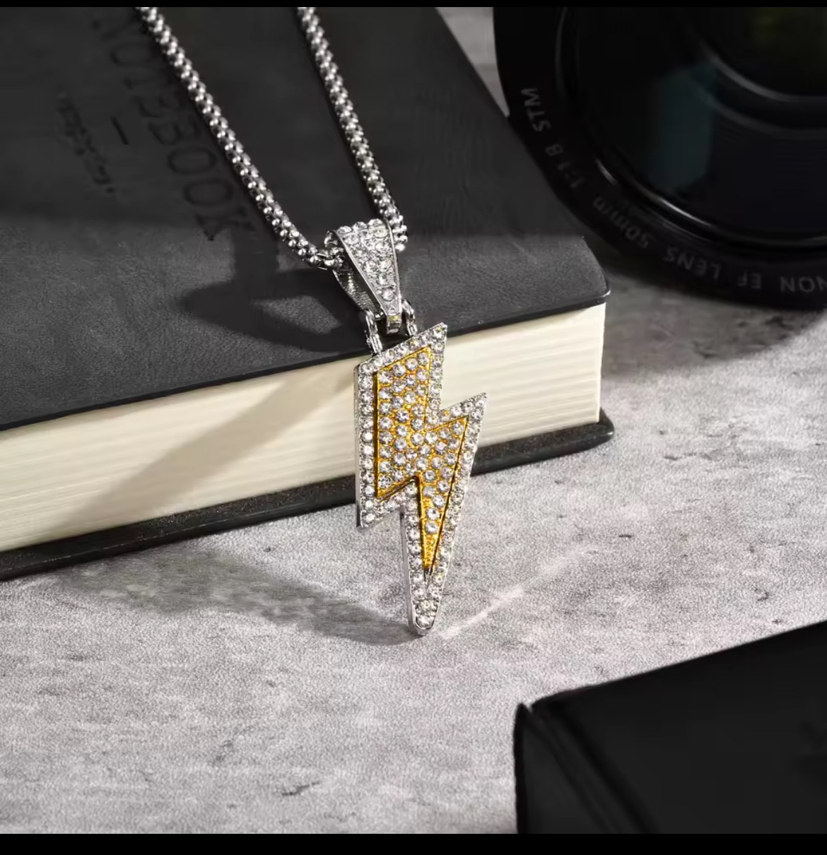 Iced Out Flash Lightning Şimşek Chain Kolye