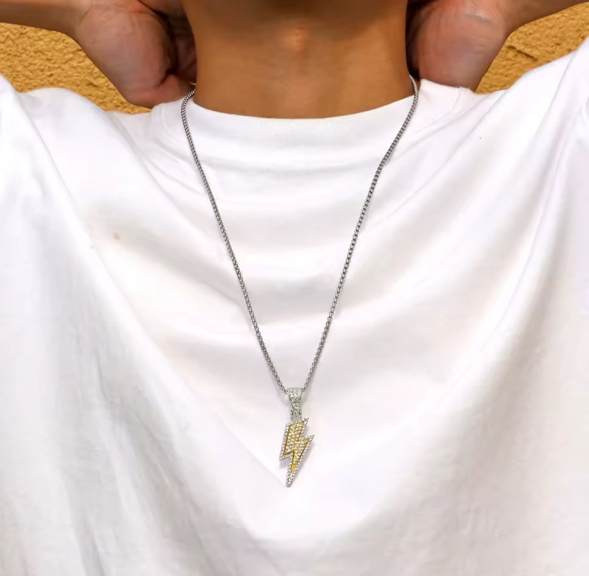 Iced Out Flash Lightning Şimşek Chain Kolye