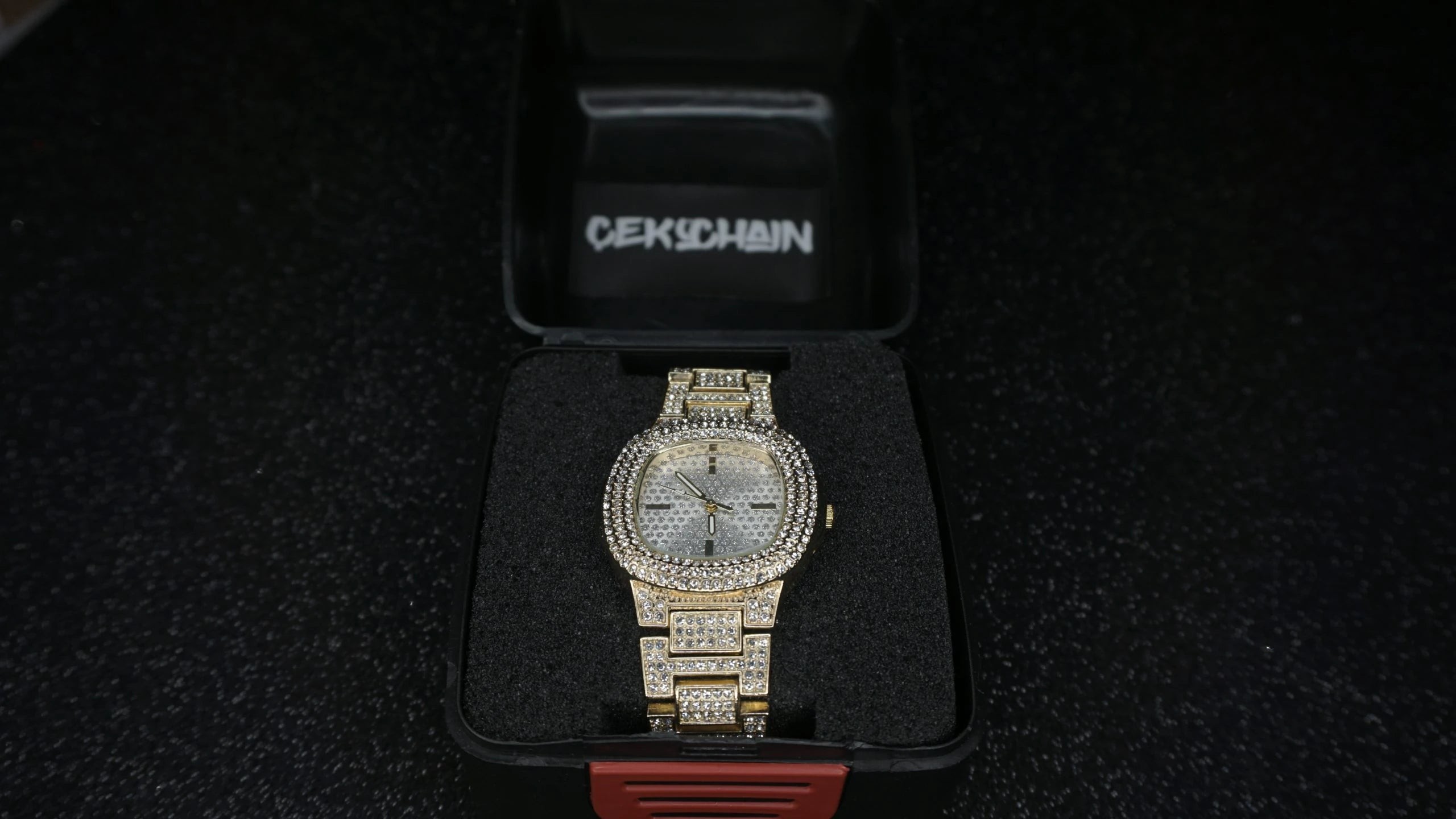 Gold Mini Choppers Iced Out Watch