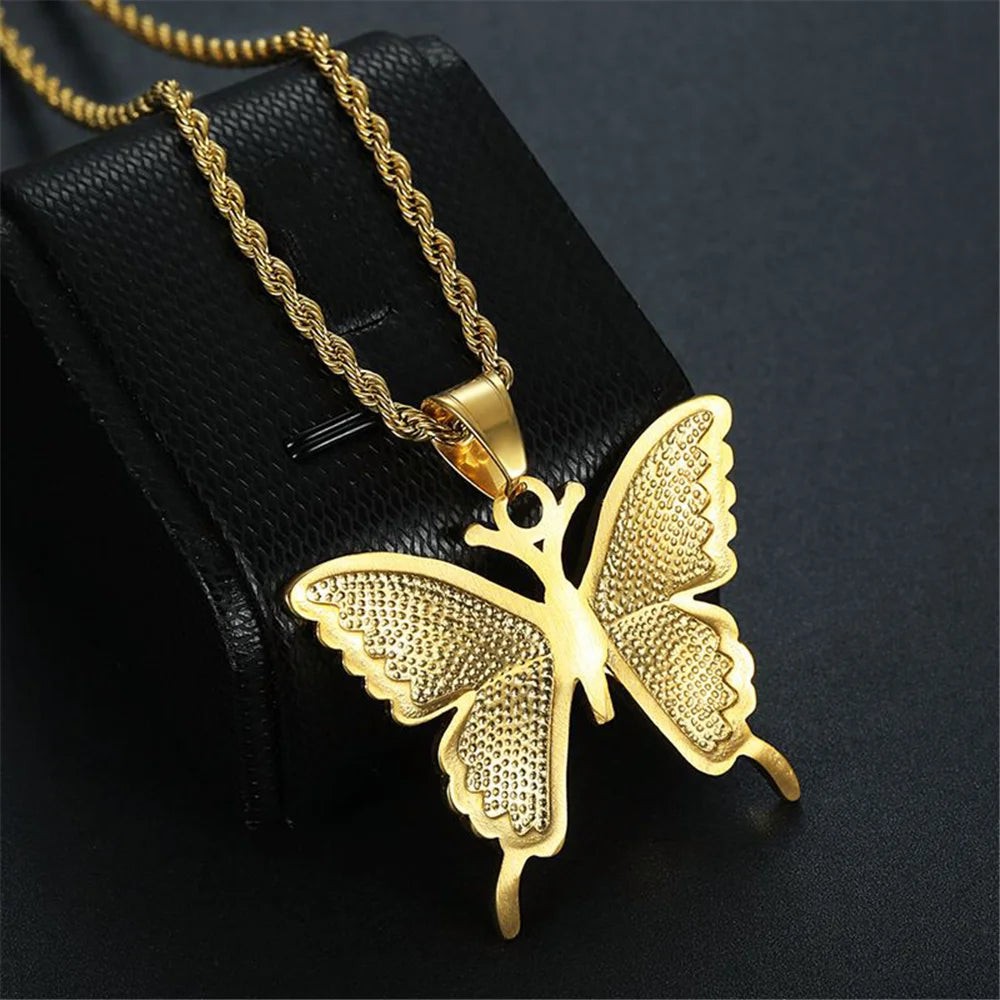 Gold Kelebek Kolye Butterfly Pendant