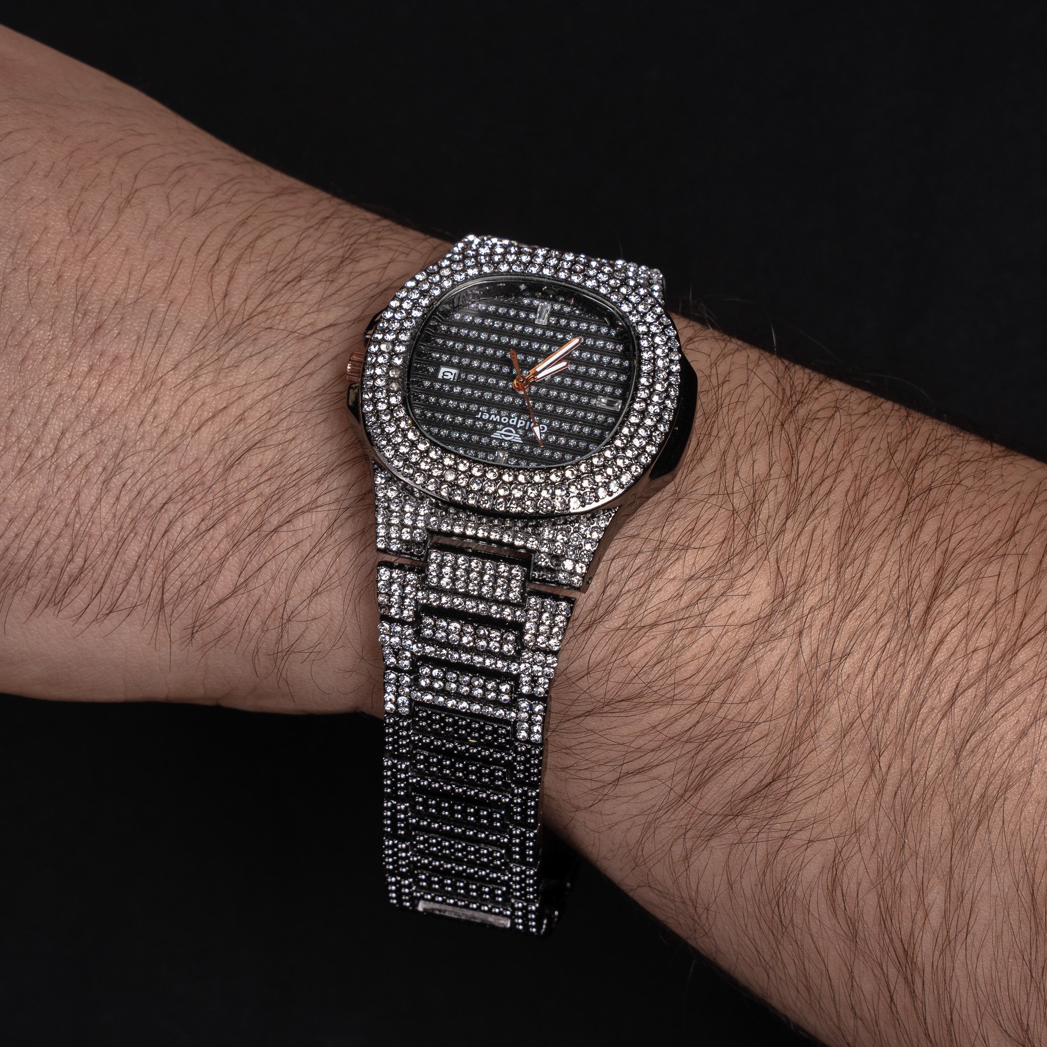 Iced Patek Case Watch Full Black V1