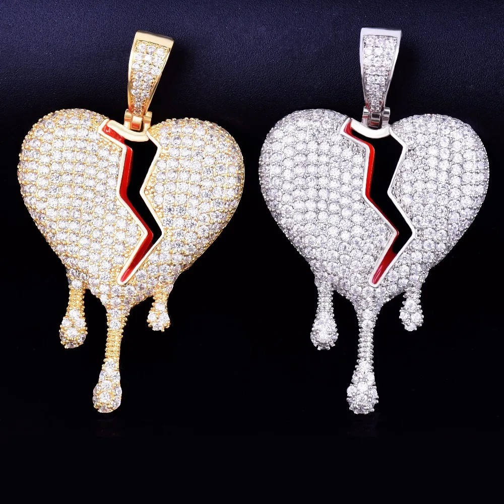 Iced Out Broken Heart Pendant 