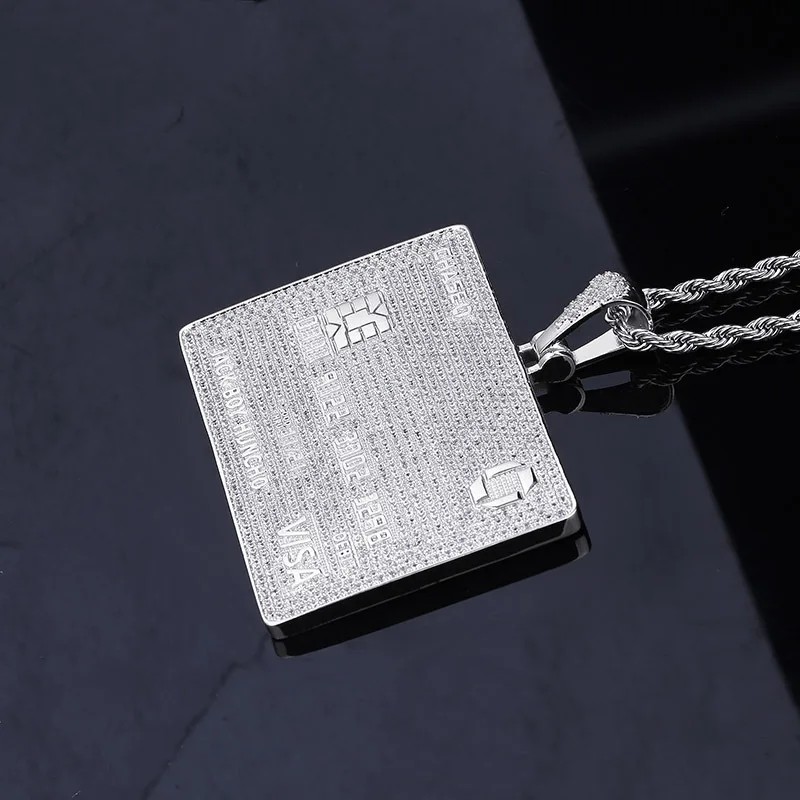 Silver Iced Out Credit Cart Pendant 