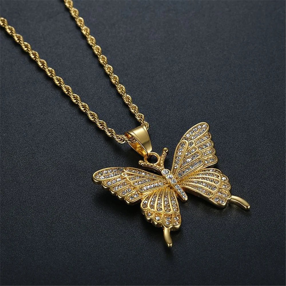 Gold Kelebek Kolye Butterfly Pendant