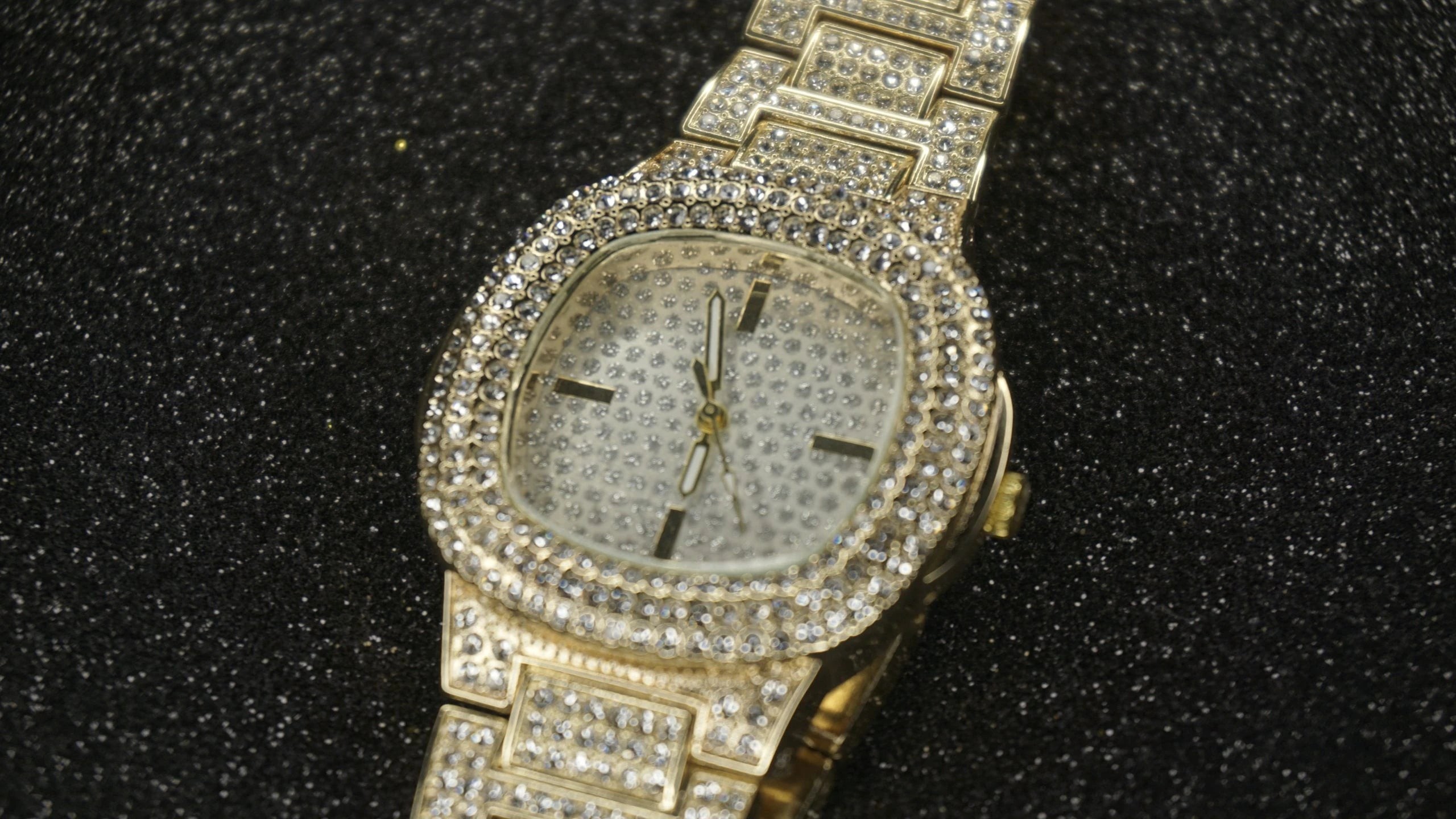 Gold Mini Choppers Iced Out Watch