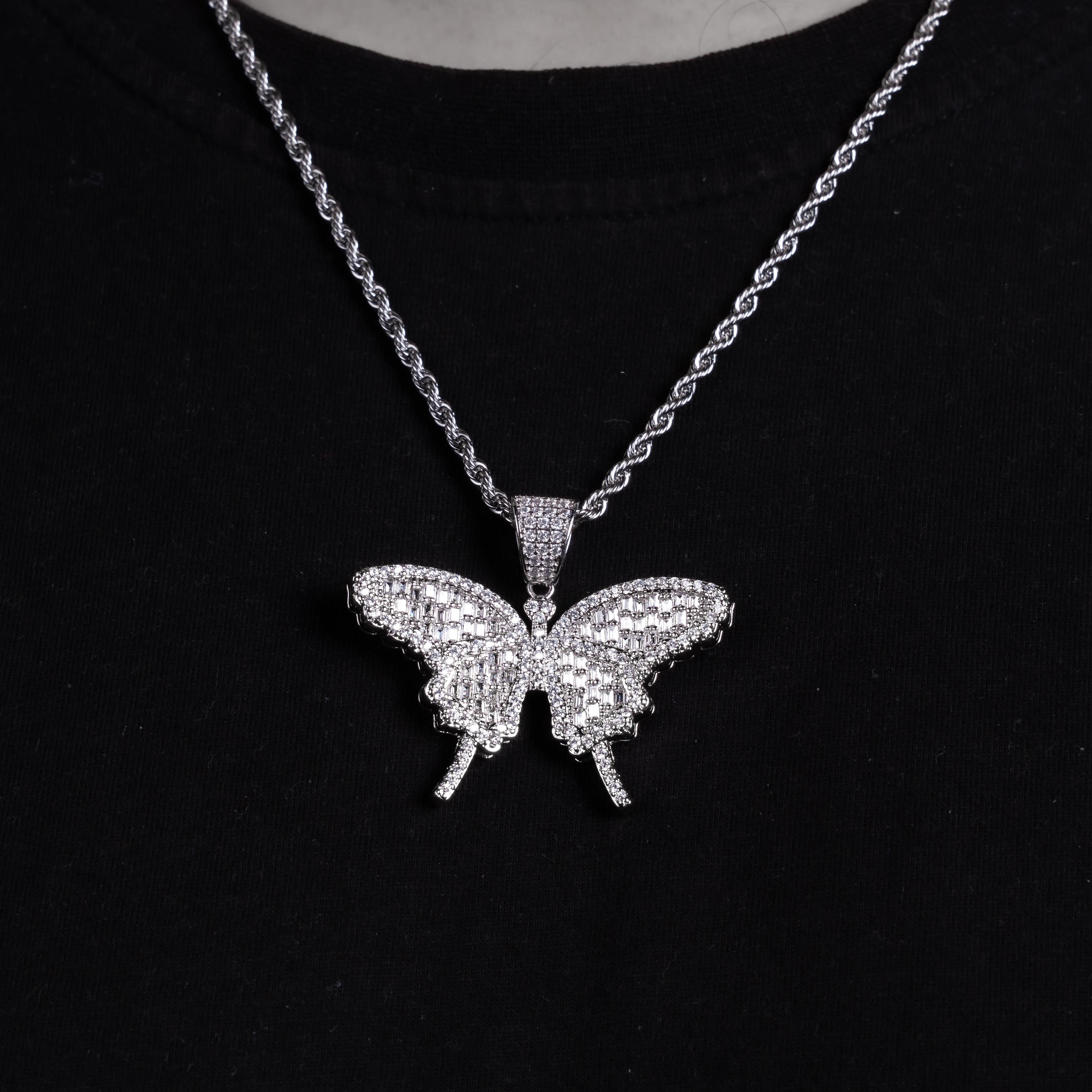 İced Butterfly Pendant Silver V2