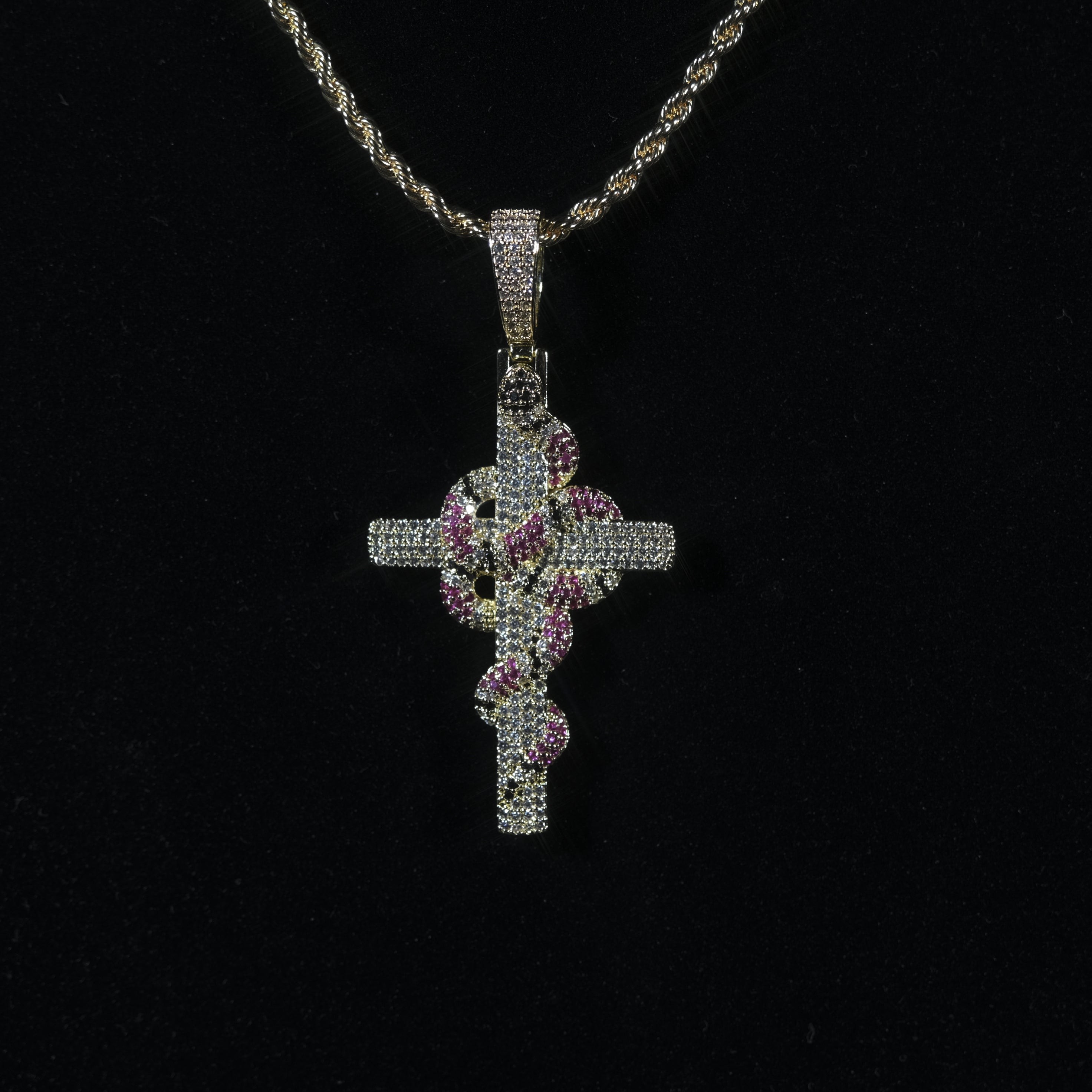 Iced Out Cross Pendant Gold