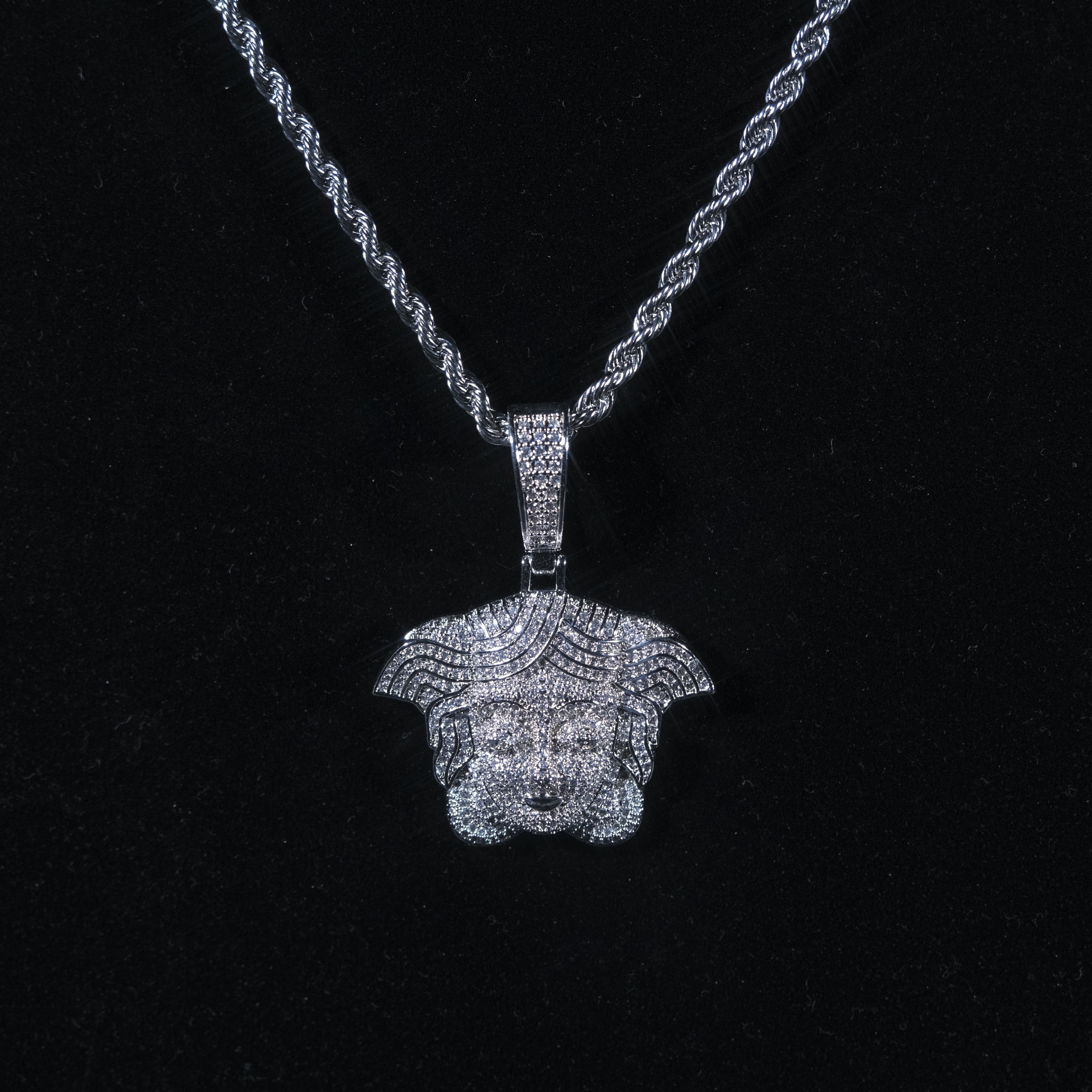 Iced Out Medusa Pendant Silver