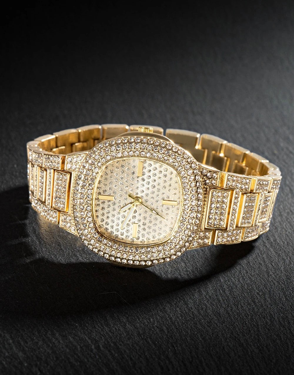 Gold Mini Choppers Iced Out Watch