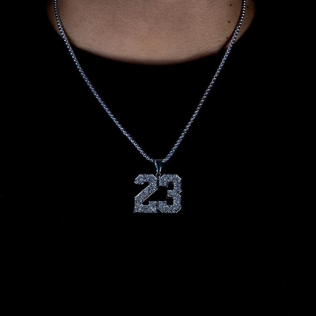 Silver 23 Iced Out Çelik Kolye