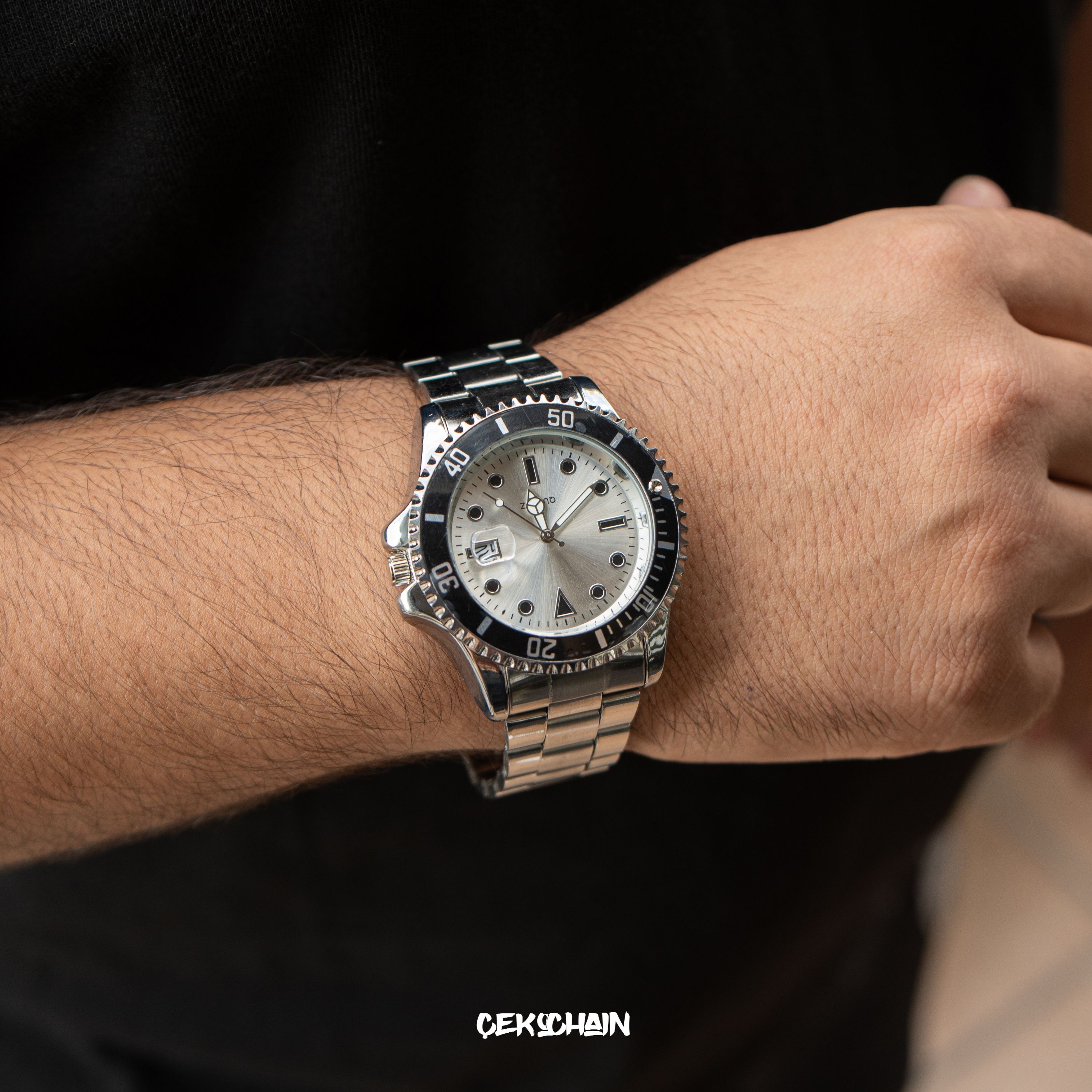 Submariner Case Saat - White-Silver