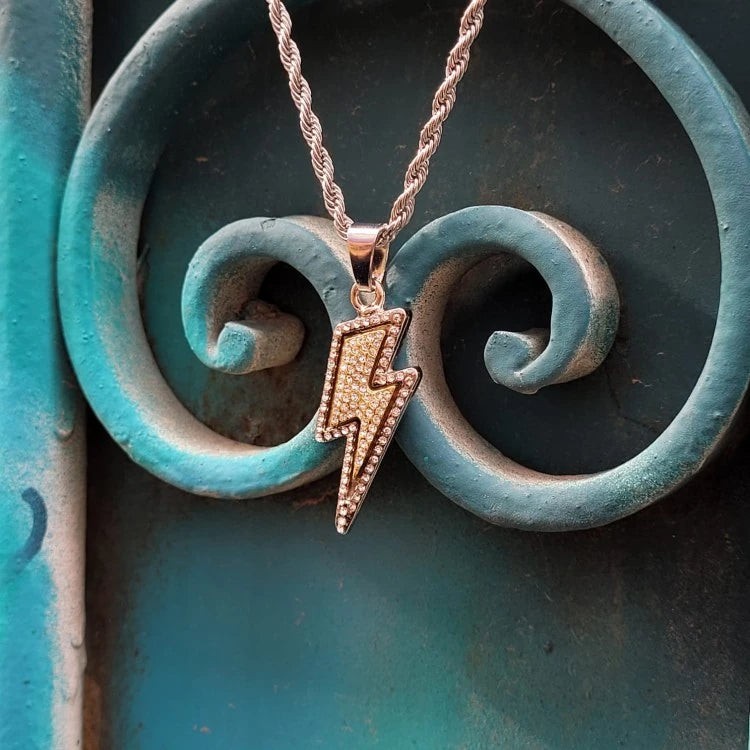 Iced Out Flash Lightning Şimşek Chain Kolye