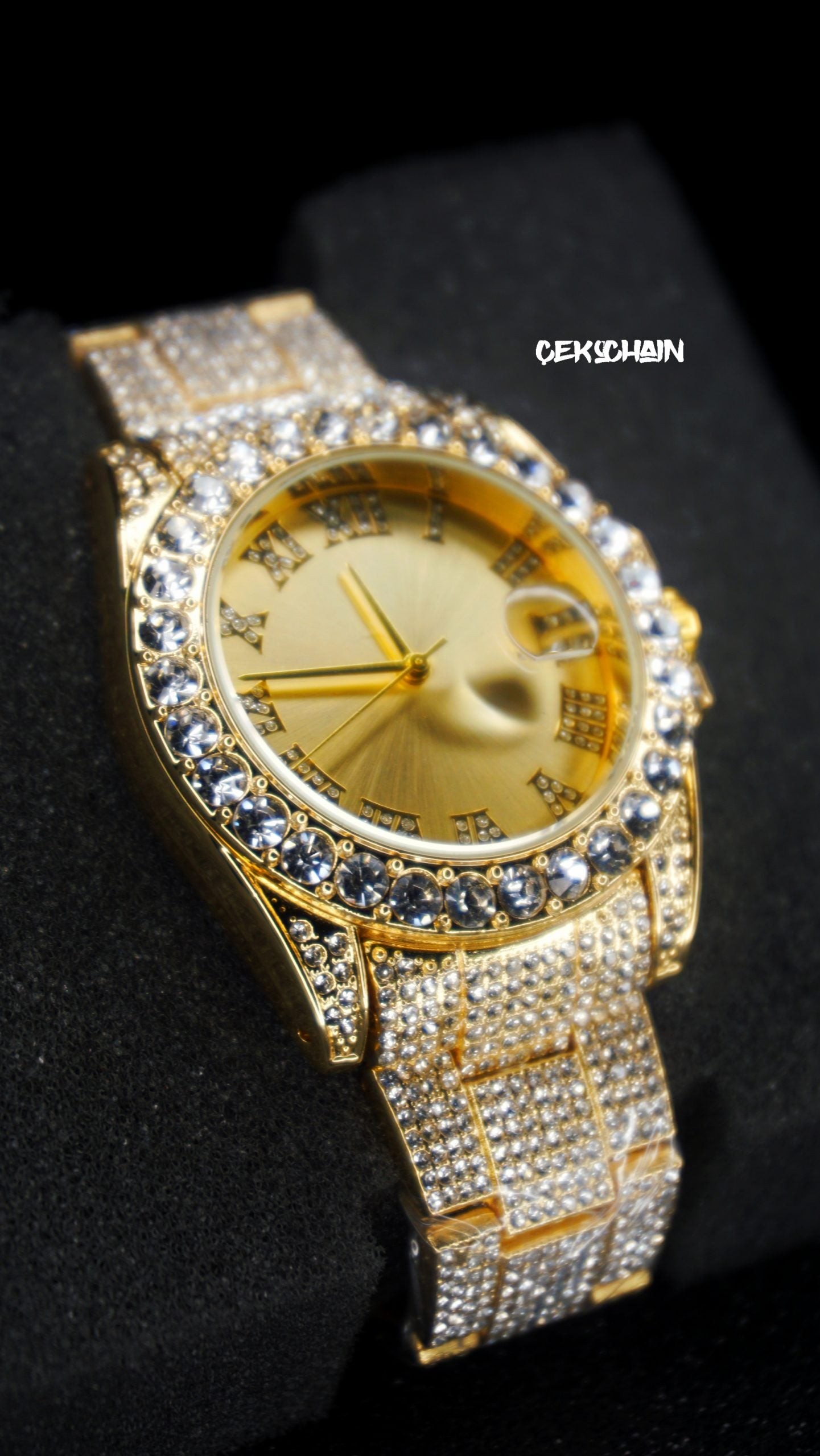 Full Gold Iced Out Watch Saat