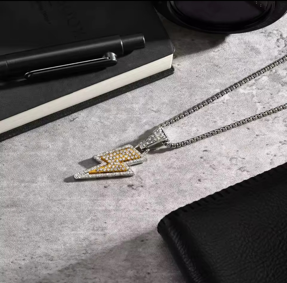 Iced Out Flash Lightning Şimşek Chain Kolye