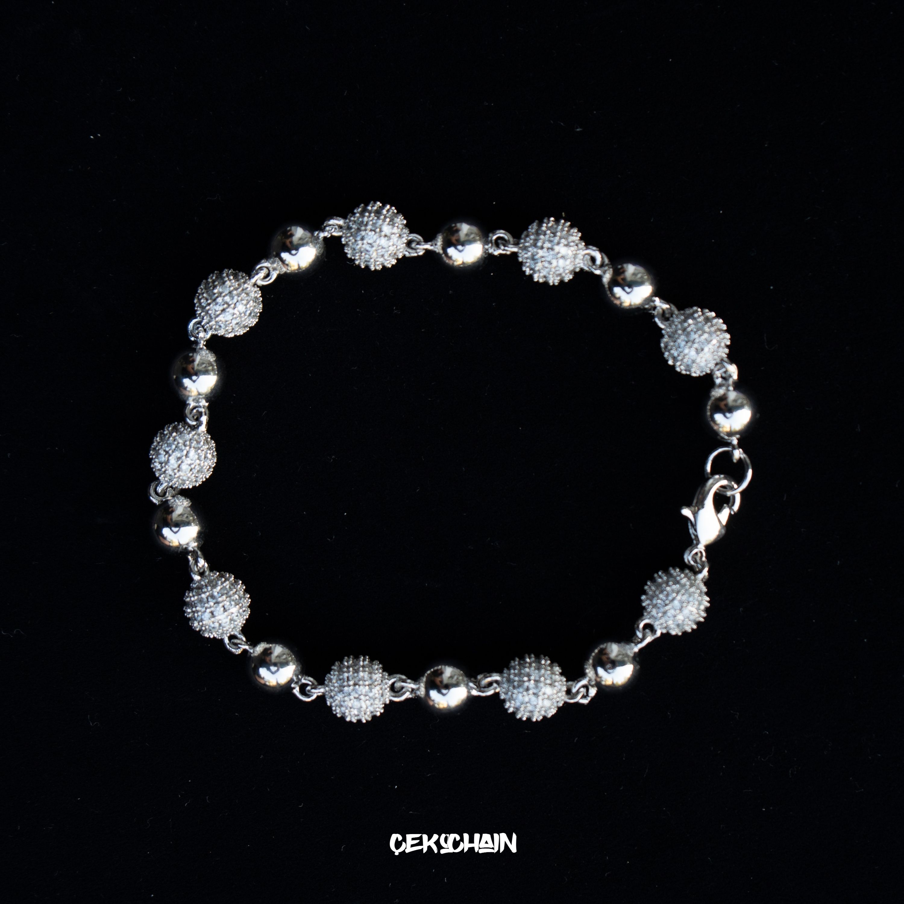 Iced Bubble Bracelet (18K White Gold Plated)