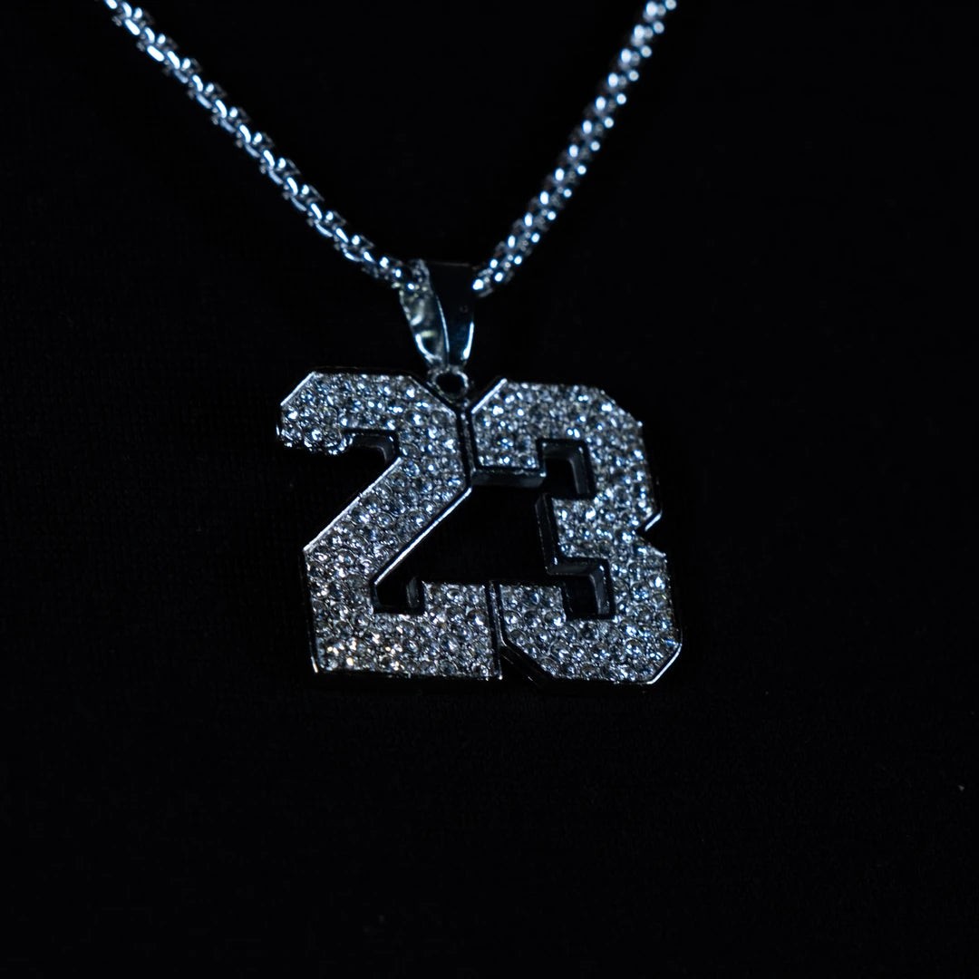 Silver 23 Iced Out Çelik Kolye