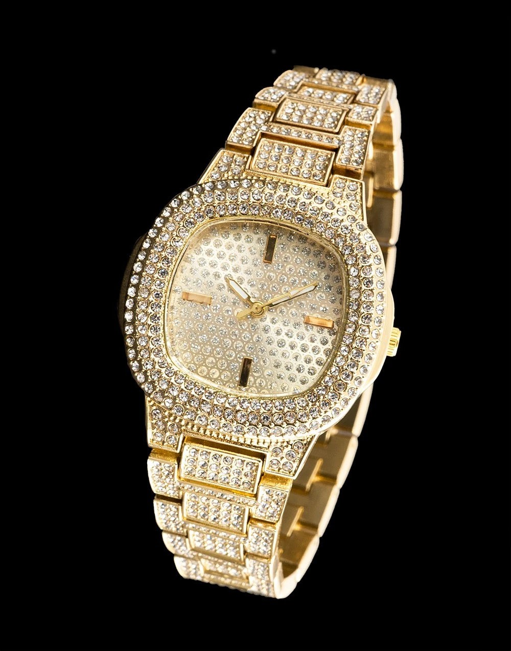 Gold Mini Choppers Iced Out Watch