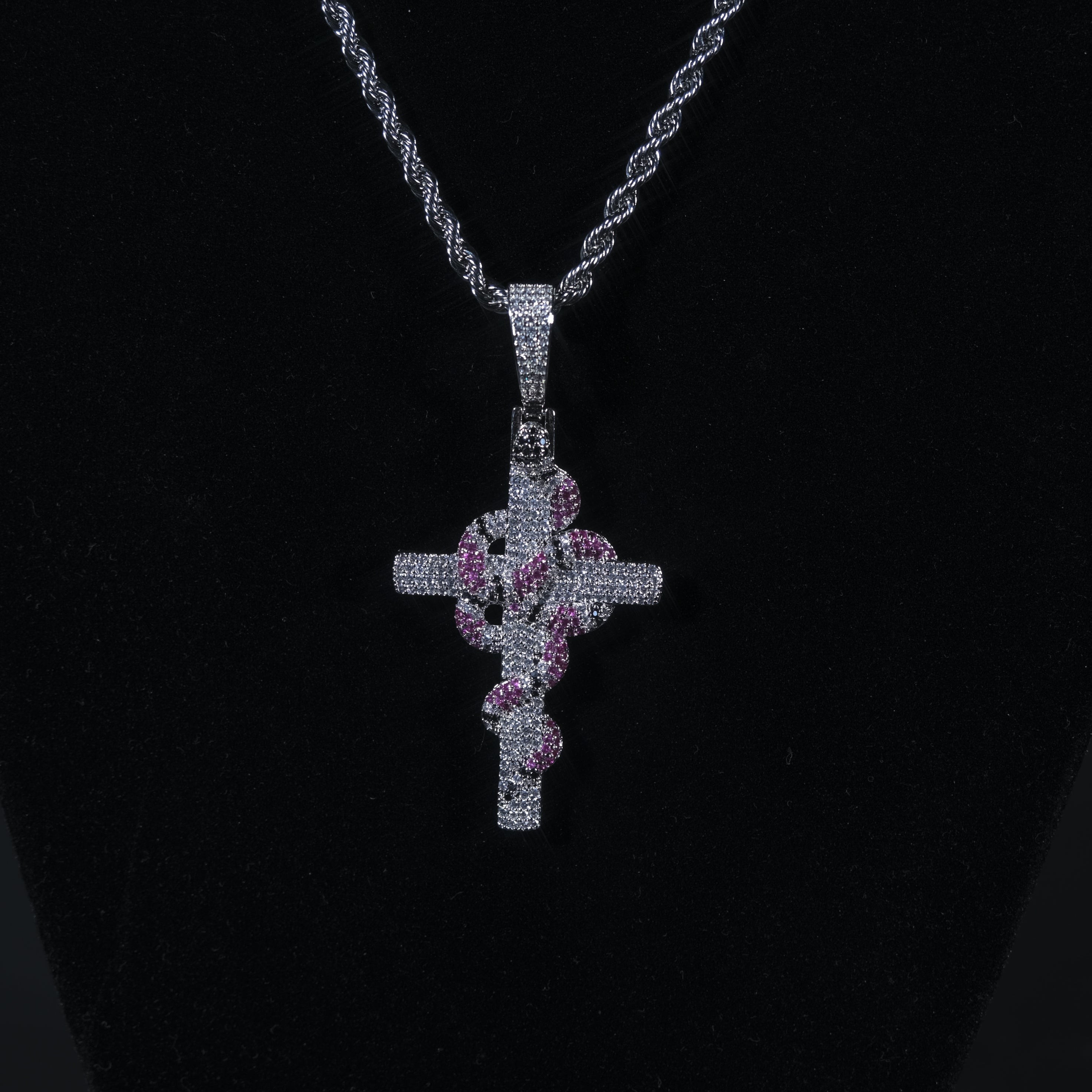 Iced Out Cross Pendant Silver
