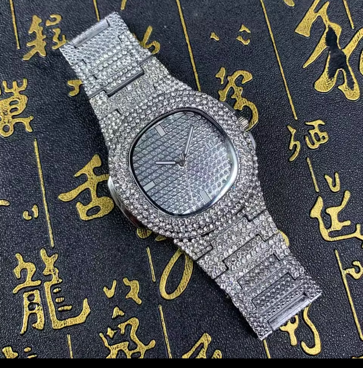 Iced Patek Case Watch Full Silver