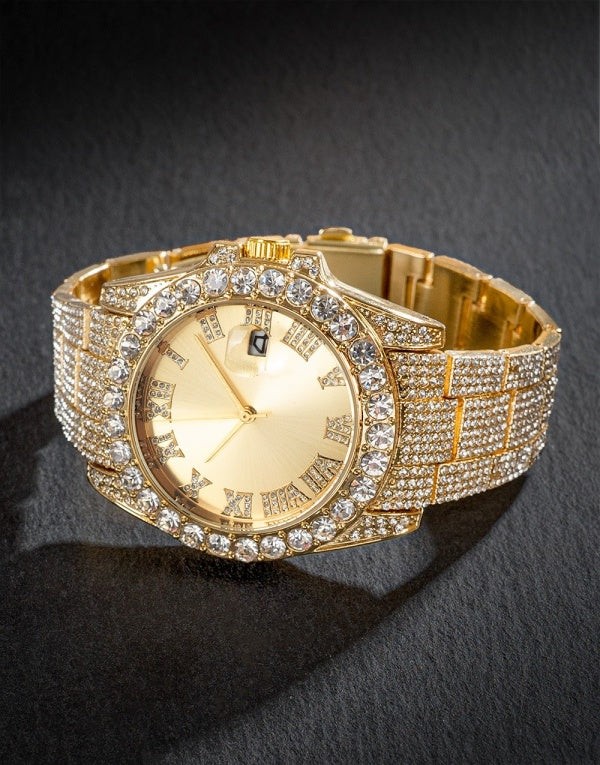 Full Gold Iced Out Watch Saat