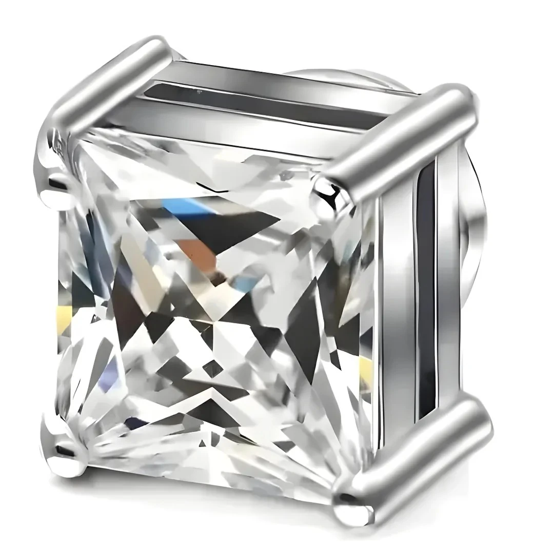 Kare Mıknastıslı Taşlı Küpe Iced Out