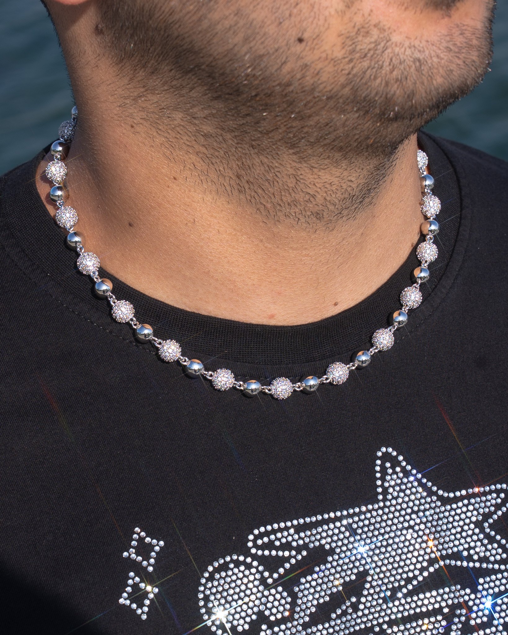 Iced Bubble Chain  (18K White Gold Plated)