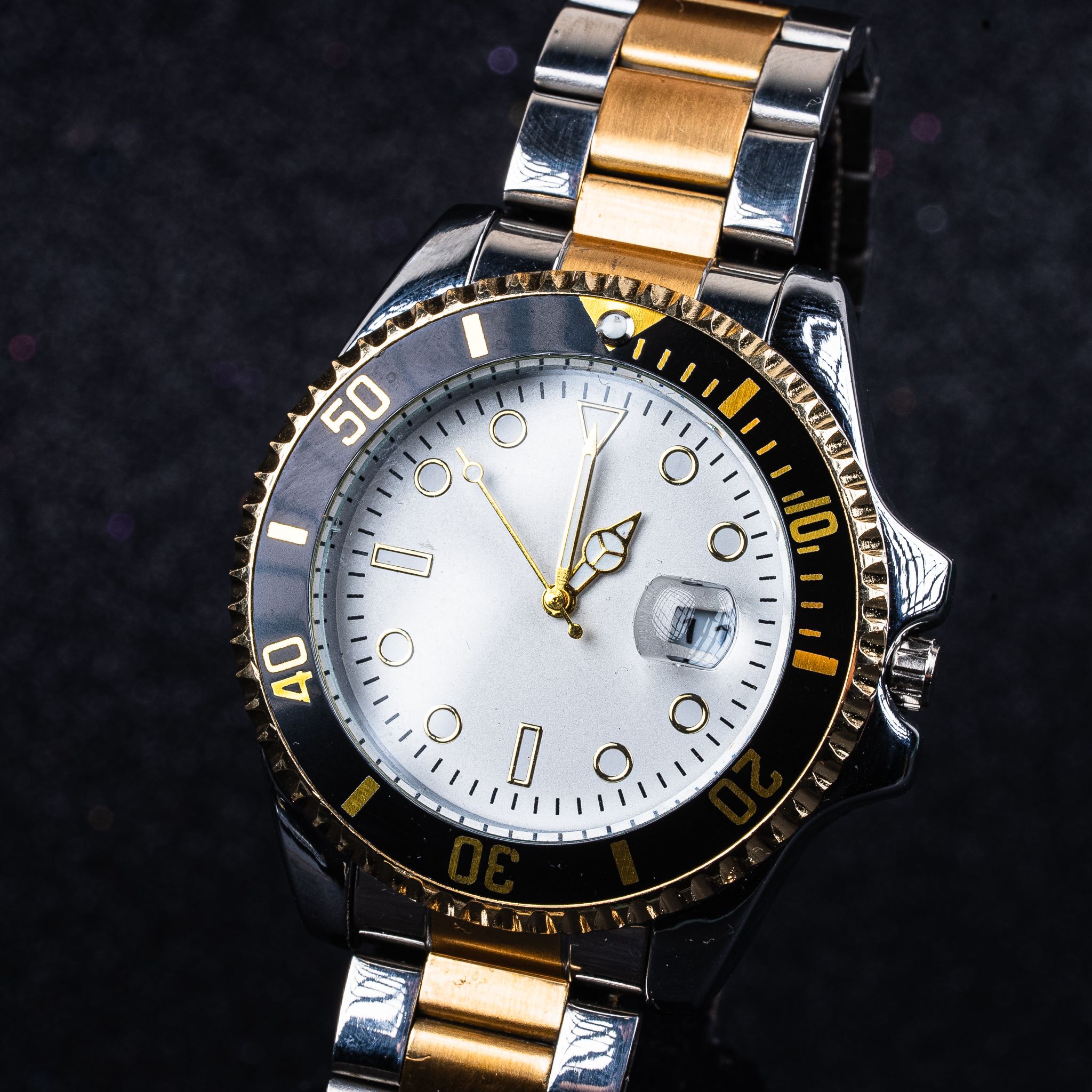 Submariner Case Saat  - White-SilverGold