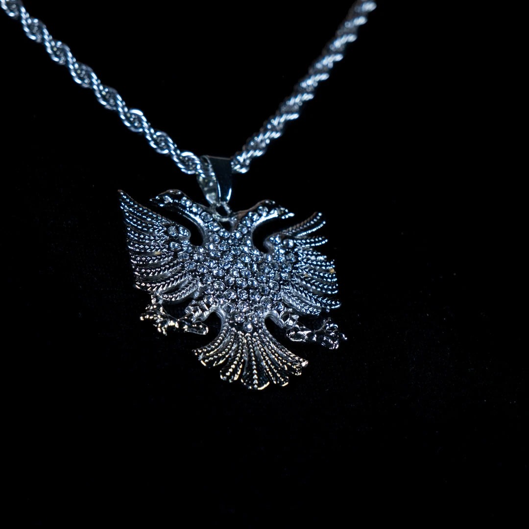 Silver Eagle Iced Out Çelik Kolye