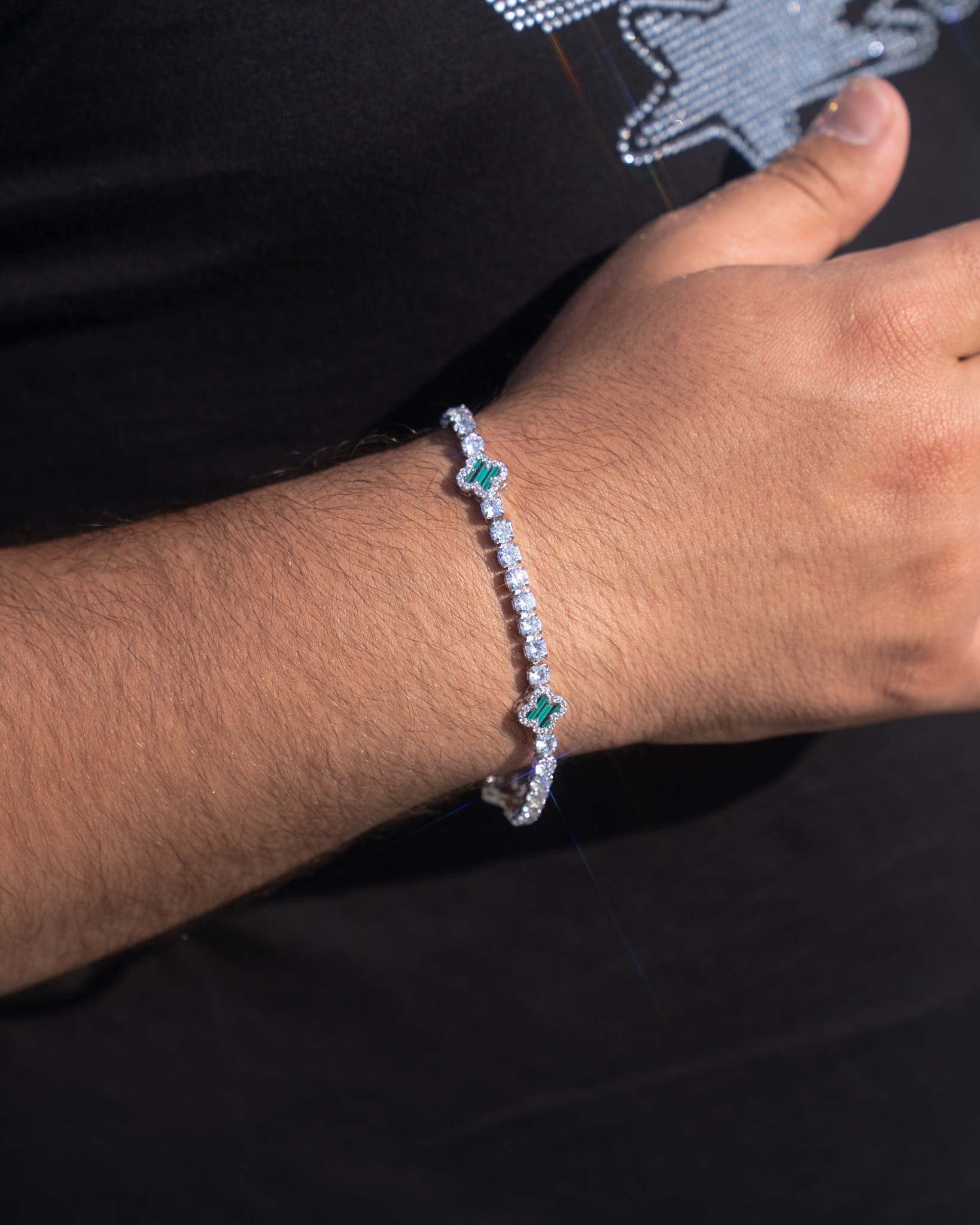 Clover Tennis Bracelet (Yonca Yapraklı Su Yolu Bileklik) - Turkuvaz