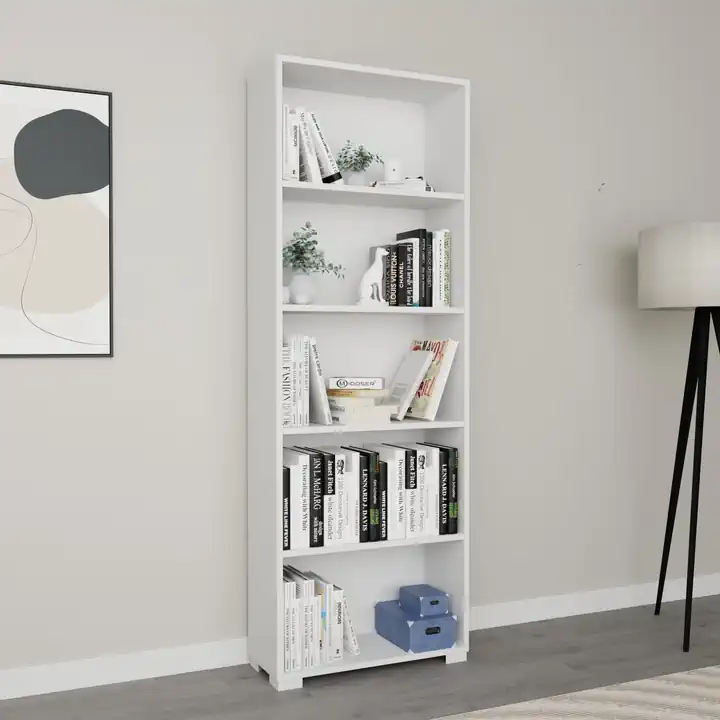 Lucas Serisi Mat Beyaz 5 Raflı Kitaplık