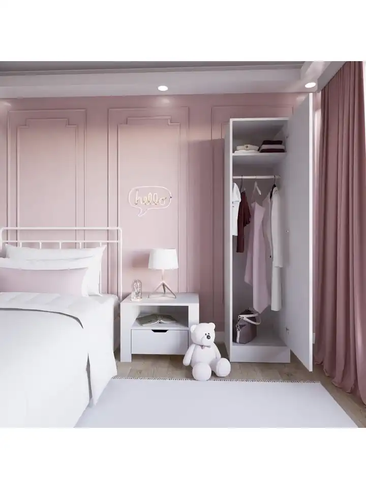 Daisy 45 Cm Beyaz Tek Kapılı Elbise Dolabı - Gardırop