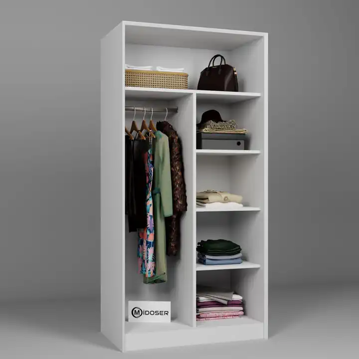 Lucas 4 Kapaklı Çift Askılı Elbise Dolabı-gardırop Seti Beyaz 190 Cm