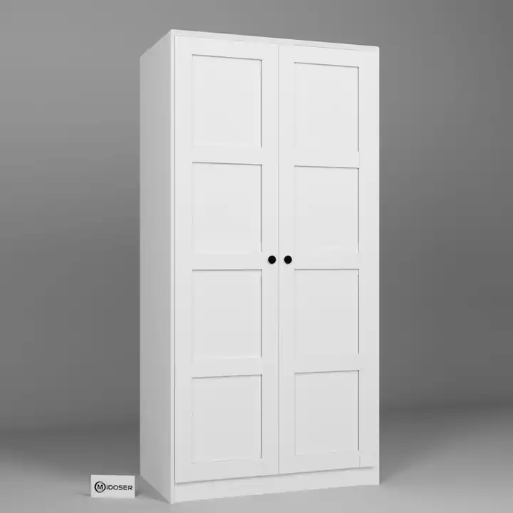 Lucas 2 Kapaklı Çift Askılı Elbise Dolabı - Mat Beyaz