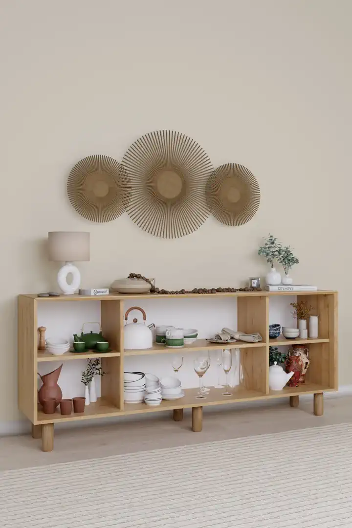 Bohem Serisi Natura Pvc Hasır Desen Ceviz - Meşe Konsol