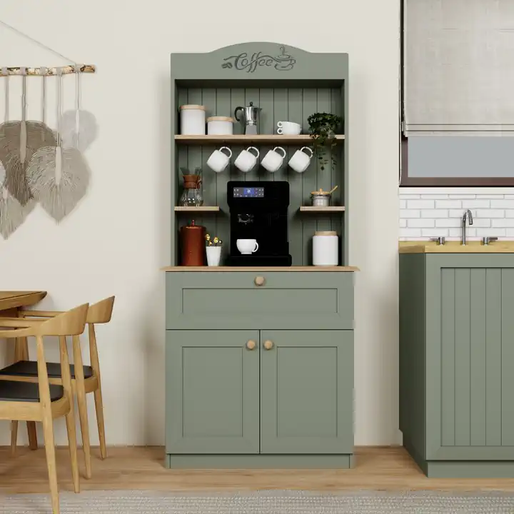 Lucas 2 Kapaklı Çekmeceli Kahve Köşesi ve Çok Amaçlı Mutfak Dolabı