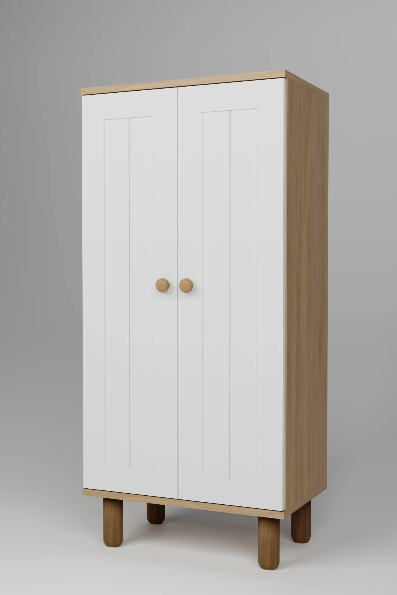 Ayka Membran Kapaklı 5 Raflı ve Çok Amaçlı Dolap Beyaz - Ceviz 129 CM