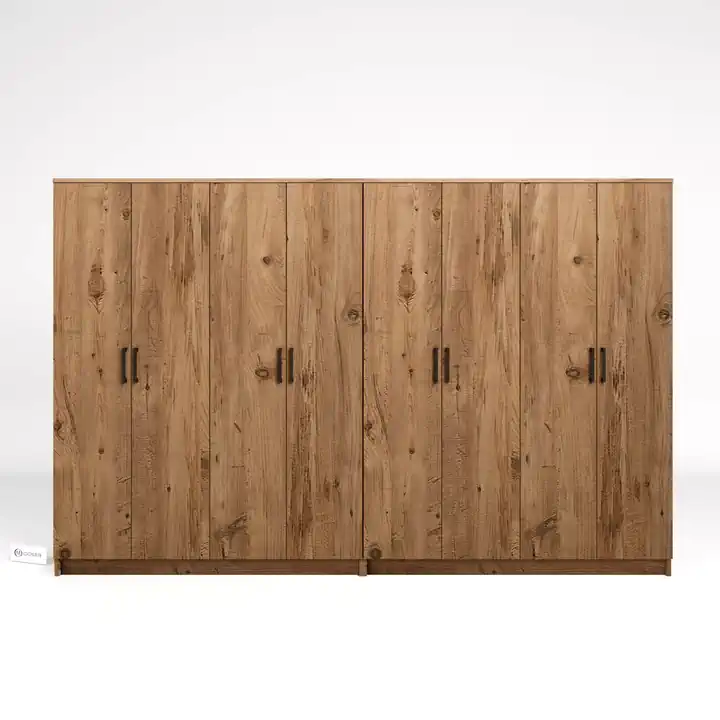 Kardelen Serisi Atlantik Çam 8 Kapaklı 10 Raflı 280 cm Elbise Dolabı - Gardırop Seti