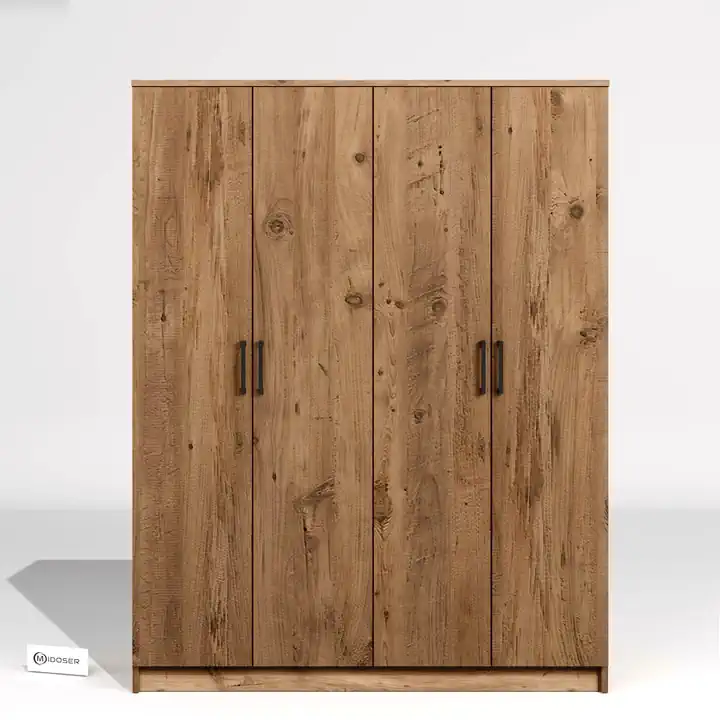 Kardelen Serisi Atlantik Çam 4 Kapaklı 5 Raflı 140 Cm Elbise Dolabı