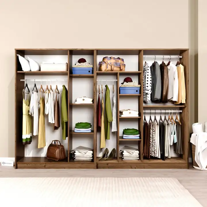 Kardelen Serisi Atlantik Çam 7 Kapaklı 10 Raflı 260 Cm Elbise Dolabı - Gardırop Seti