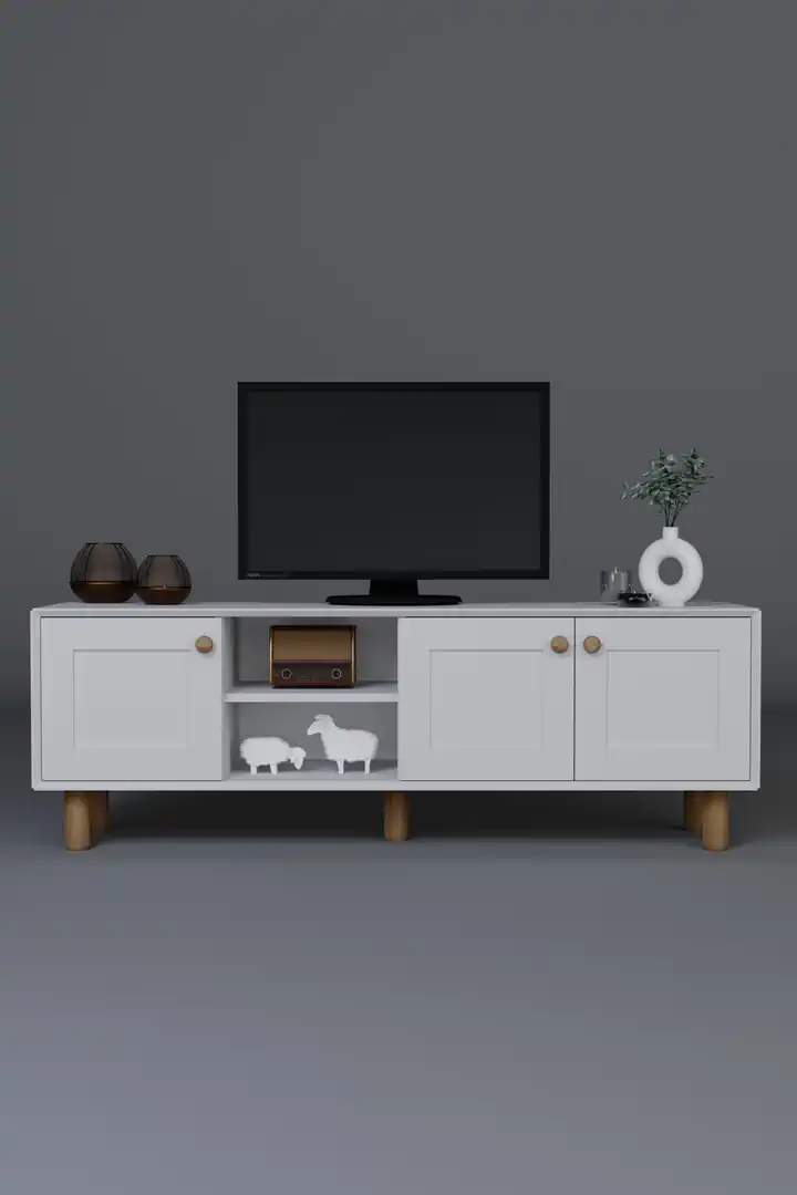 Bohem Serisi Natura Mat Beyaz Tv Ünitesi