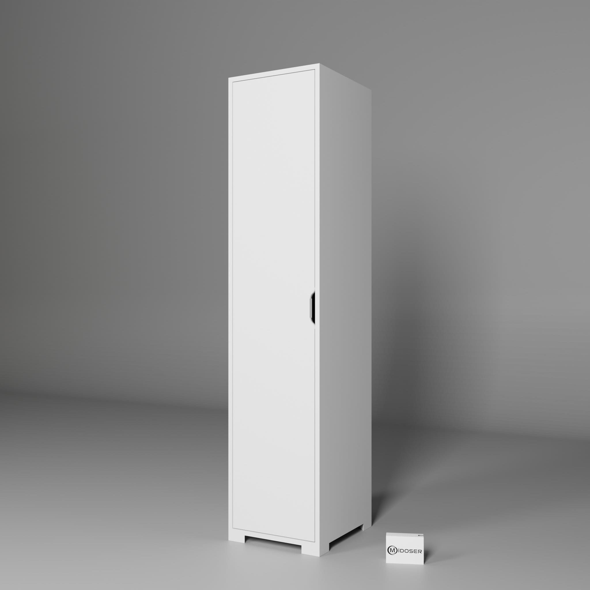 Duru 40 Cm Mat Beyaz 5 Raflı Kiler Tek Kapılı Banyo Ve Elbise Dolabı - Gardırop