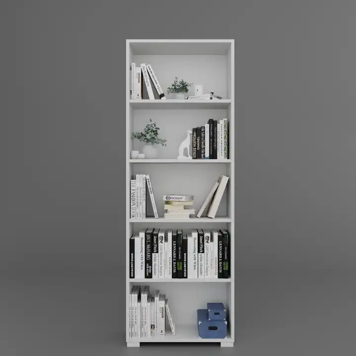 Lucas Serisi Mat Beyaz 5 Raflı Kitaplık