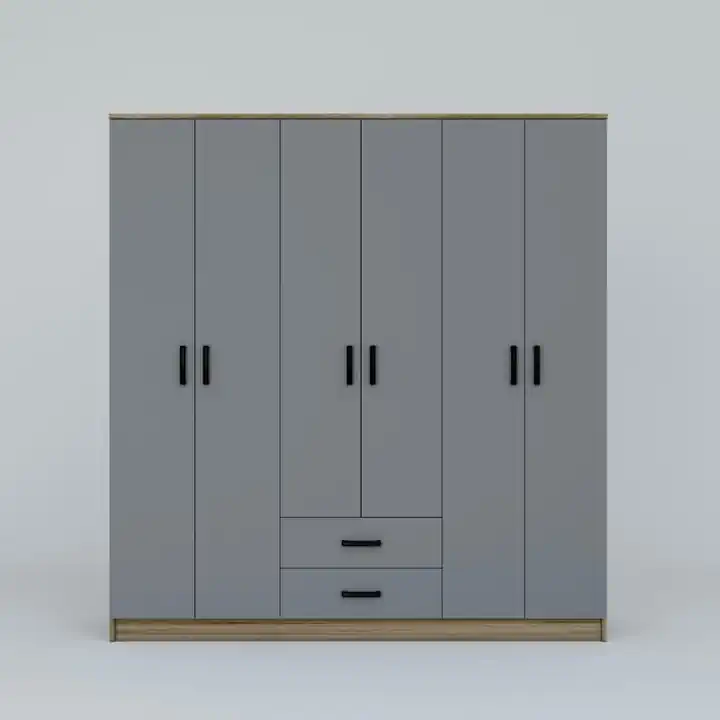 Yaman Luna-Keçe 6 Kapaklı 2 Çekmeceli Gardırop