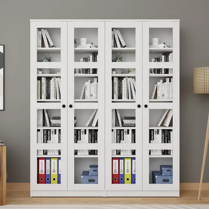 Lucas Cam Kapaklı Vitrin - Büfe - Kitaplık ve Çok Amaçlı Dolap ( AYARLANABİLİR RAF )