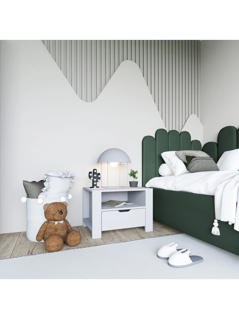 Duru Komodin Çekmeceli - Mat Beyaz