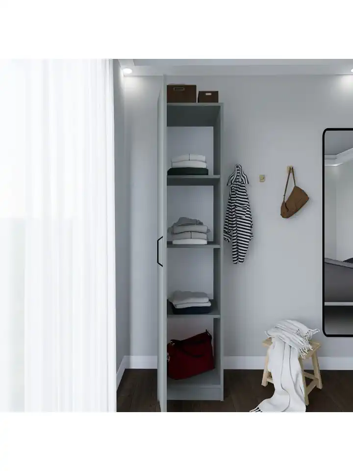 Yaman Tek Kapaklı 4 Raflı Çok Amaçlı Mutfak Kiler Ve Banyo Dolabı - Luna