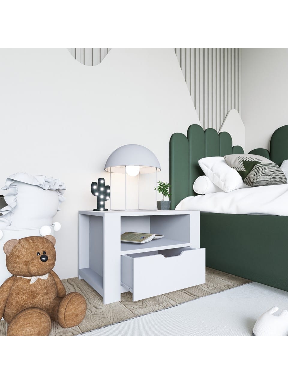 Duru Komodin Çekmeceli - Mat Beyaz