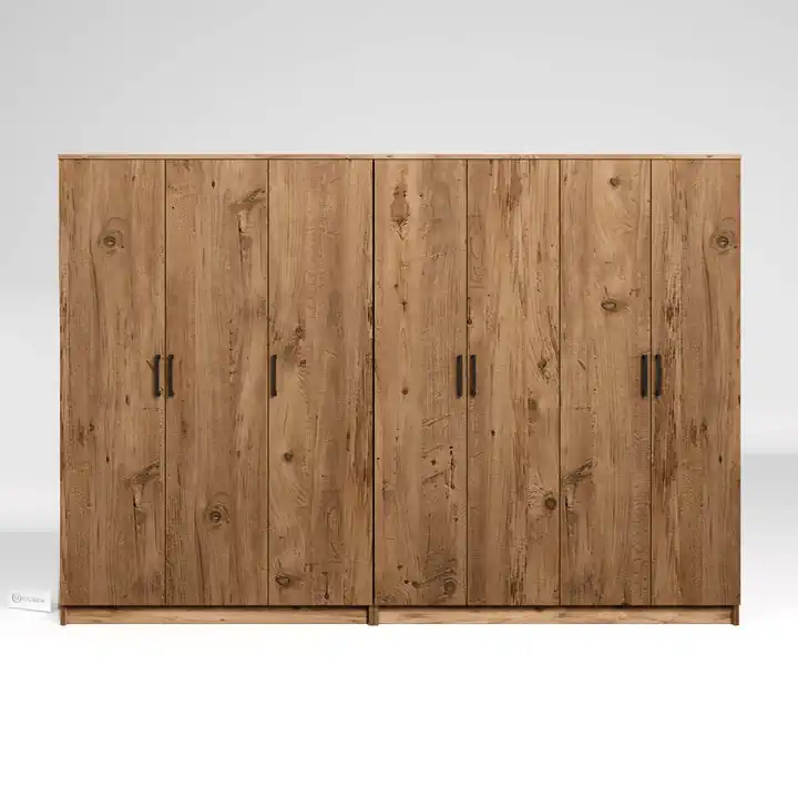 Kardelen Serisi Atlantik Çam 7 Kapaklı 10 Raflı 260 Cm Elbise Dolabı - Gardırop Seti