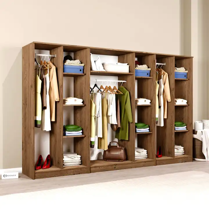 Kardelen Serisi Atlantik Çam 7 Kapaklı 13 Raflı 280 Cm Elbise Dolabı - Gardırop Seti