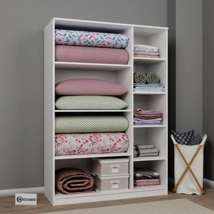 Lucas 3 Kapılı Yüklük, Yorgan, Yastık Dolabı - Mat Beyaz